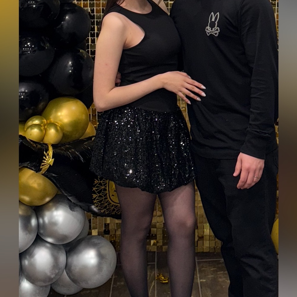 Mango Black Sequin Mini Dress used once. Perfect conditions